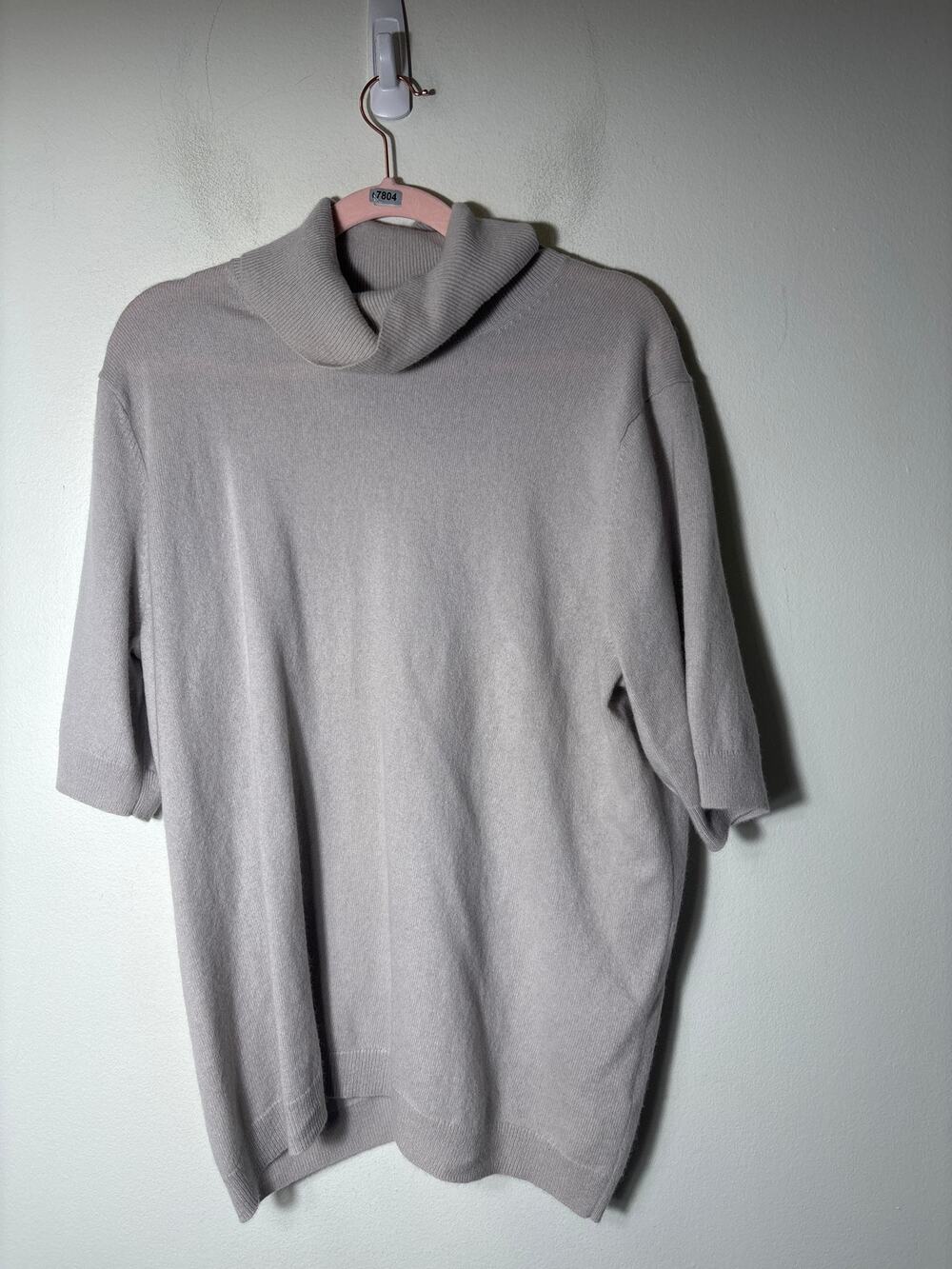 COS Beige Half Sleeve Turtleneck Cashmere Sweater Sz L